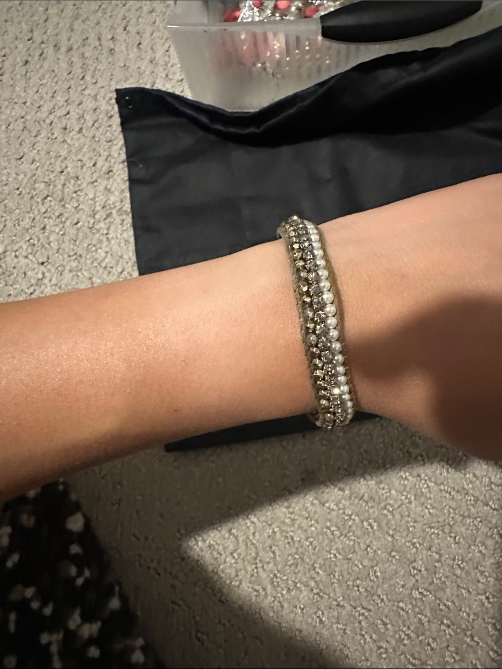 American Eagle Outfitters Gold and Silver Crystal Stretch Bracelet
